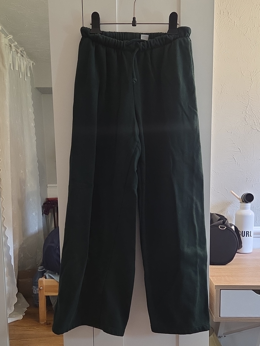 H&M Wide Leg Drawstring Pants - Dark Green